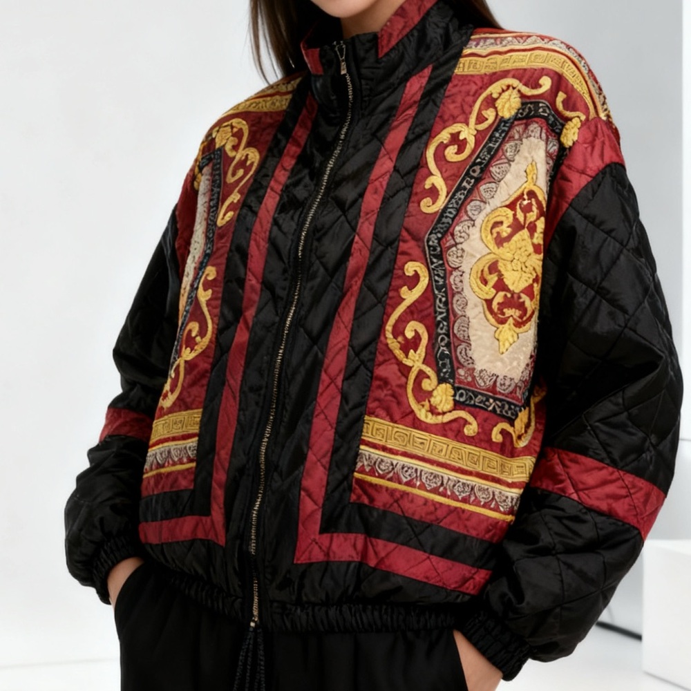 Vintage Lauren Brooke Colorful Women's Jacket with Intricate Patterns
